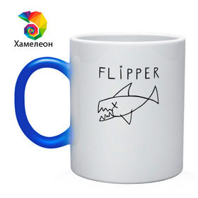 Кружка хамелеон с принтом Flipper в городе Новоалтайск, керамика | меняет цвет при нагревании, емкость 330 мл | flipper | kurt | nirvana | курт кобейн | курта кобейна | нирвана