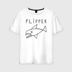 Женская футболка хлопок Oversize с принтом Flipper в городе Новоалтайск, 100% хлопок | свободный крой, круглый ворот, спущенный рукав, длина до линии бедер
 | flipper | kurt | nirvana | курт кобейн | курта кобейна | нирвана