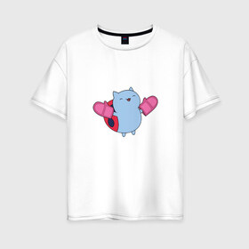 Женская футболка хлопок Oversize с принтом Catbug в городе Новоалтайск, 100% хлопок | свободный крой, круглый ворот, спущенный рукав, длина до линии бедер
 | котожук | просто мульт персонаж)catbug | храбрейшие войны