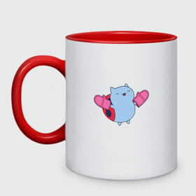 Кружка двухцветная с принтом Catbug в городе Новоалтайск, керамика | объем — 330 мл, диаметр — 80 мм. Цветная ручка и кайма сверху, в некоторых цветах — вся внутренняя часть | котожук | просто мульт персонаж)catbug | храбрейшие войны