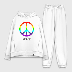 Женский костюм хлопок Oversize с принтом Мир (Peace). Пацифик в городе Новоалтайск,  |  | (peace) | венок | знак | на картинке изображен знак пацифик и надпись peace   мирмир | пацифик | пис
