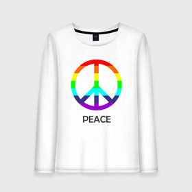 Женский лонгслив хлопок с принтом Мир (Peace) Пацифик в городе Новоалтайск, 100% хлопок |  | (peace) | венок | знак | на картинке изображен знак пацифик и надпись peace   мирмир | пацифик | пис