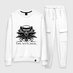 Женский костюм хлопок с принтом The Witcher 3 в городе Новоалтайск, 100% хлопок | на свитшоте круглая горловина, мягкая резинка по низу. Брюки заужены к низу, на них два вида карманов: два 