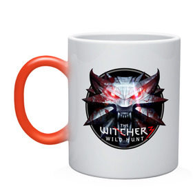 Кружка хамелеон с принтом The Witcher 3 в городе Новоалтайск, керамика | меняет цвет при нагревании, емкость 330 мл | ведьмак