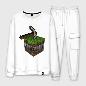 Мужской костюм хлопок с принтом Minecraft в городе Новоалтайск, 100% хлопок | на свитшоте круглая горловина, мягкая резинка по низу. Брюки заужены к низу, на них два вида карманов: два “обычных” по бокам и два объемных, с клапанами, расположенные ниже линии бедра. Брюки с мягкой трикотажной резинкой на поясе и по низу штанин. В поясе для дополнительного комфорта — широкие завязки | boom | media | minecraft | игры | компьютерные игры | майнкрафт