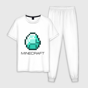 Мужская пижама хлопок с принтом Minecraft в городе Новоалтайск, 100% хлопок | брюки и футболка прямого кроя, без карманов, на брюках мягкая резинка на поясе и по низу штанин
 | boom | media | minecraft | игры | компьютерные игры | майнкрафт