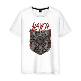 Мужская футболка хлопок с принтом Slayer в городе Новоалтайск, 100% хлопок | прямой крой, круглый вырез горловины, длина до линии бедер, слегка спущенное плечо. | punk | slayer | метал