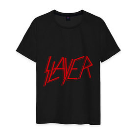 Мужская футболка хлопок с принтом Slayer logo в городе Новоалтайск, 100% хлопок | прямой крой, круглый вырез горловины, длина до линии бедер, слегка спущенное плечо. | alternative rock | pank | punk | rock | slayer | альтернативный рок | метал | панк | рок | слаер | тяжелая музыка | хард рок | хеви метал