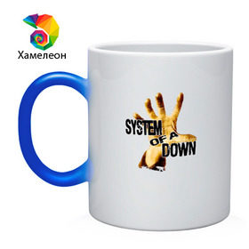 Кружка хамелеон с принтом System Of A Down в городе Новоалтайск, керамика | меняет цвет при нагревании, емкость 330 мл | hard rock | metal | rock | serj | system of a down | tankian | метал | рок | систем | танкян | хардрок