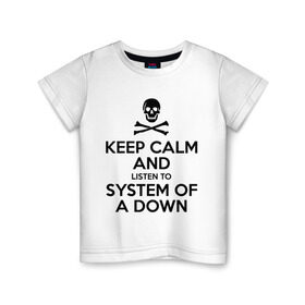 Детская футболка хлопок с принтом System Of A Down в городе Новоалтайск, 100% хлопок | круглый вырез горловины, полуприлегающий силуэт, длина до линии бедер | Тематика изображения на принте: hard rock | metal | rock | serj | system of a down | tankian | метал | рок | систем | танкян | хардрок