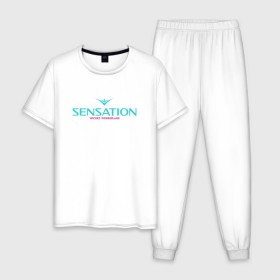 Мужская пижама хлопок с принтом Sensation wicked wonderland в городе Новоалтайск, 100% хлопок | брюки и футболка прямого кроя, без карманов, на брюках мягкая резинка на поясе и по низу штанин
 | Тематика изображения на принте: house | sensation | wicked wonderland