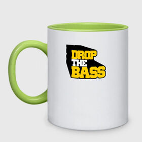 Кружка двухцветная с принтом DROP THE BASS Old School в городе Новоалтайск, керамика | объем — 330 мл, диаметр — 80 мм. Цветная ручка и кайма сверху, в некоторых цветах — вся внутренняя часть | dubstep | garage и другой бейс музыке | trap | артистах | днб | событиях в россии и за рубежом.trap