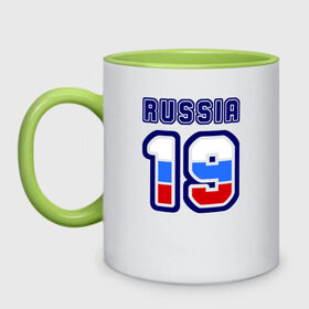 Кружка двухцветная с принтом Russia - 19 (Республика Хакаси в городе Новоалтайск, керамика | объем — 330 мл, диаметр — 80 мм. Цветная ручка и кайма сверху, в некоторых цветах — вся внутренняя часть | 