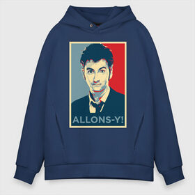 Мужское худи Oversize хлопок с принтом Десятый доктор Allons-y! в городе Новоалтайск, френч-терри — 70% хлопок, 30% полиэстер. Мягкий теплый начес внутри —100% хлопок | боковые карманы, эластичные манжеты и нижняя кромка, капюшон на магнитной кнопке | allons y | doctor who | десятый доктор | доктор кто