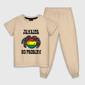 Детская пижама хлопок с принтом Jamaica в городе Новоалтайск, 100% хлопок |  брюки и футболка прямого кроя, без карманов, на брюках мягкая резинка на поясе и по низу штанин
 | bob marley | jamaica | no problem | reggae | растаман | регги