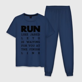 Мужская пижама хлопок с принтом Run JL в городе Новоалтайск, 100% хлопок | брюки и футболка прямого кроя, без карманов, на брюках мягкая резинка на поясе и по низу штанин
 | run jl jared leto джаред лето 30 seconds марс