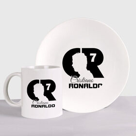 Набор: тарелка + кружка с принтом Ronaldo в городе Новоалтайск, керамика | Кружка: объем — 330 мл, диаметр — 80 мм. Принт наносится на бока кружки, можно сделать два разных изображения. 
Тарелка: диаметр - 210 мм, диаметр для нанесения принта - 120 мм. | cristiano | real madrid | ronaldo | кристиано роналдо | криштиану | криштиану роналду | реал мадрид | роналду | рональдо | спорт | футбол