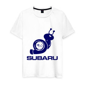 Мужская футболка хлопок с принтом Subaru в городе Новоалтайск, 100% хлопок | прямой крой, круглый вырез горловины, длина до линии бедер, слегка спущенное плечо. | Тематика изображения на принте: subaru | авто | субарик | субару | турбина | улитка
