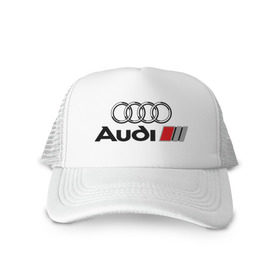 Кепка тракер с сеткой с принтом Audi в городе Новоалтайск, трикотажное полотно; задняя часть — сетка | длинный козырек, универсальный размер, пластиковая застежка | audi | авто | ауди | логотип