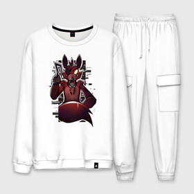 Мужской костюм хлопок с принтом Foxy в городе Новоалтайск, 100% хлопок | на свитшоте круглая горловина, мягкая резинка по низу. Брюки заужены к низу, на них два вида карманов: два “обычных” по бокам и два объемных, с клапанами, расположенные ниже линии бедра. Брюки с мягкой трикотажной резинкой на поясе и по низу штанин. В поясе для дополнительного комфорта — широкие завязки | five nights at freddy s | fnaf | freddy | медведь | фнаф | фредди