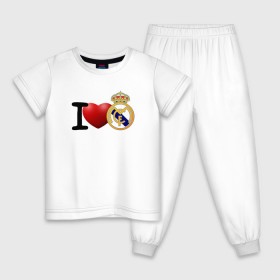 Детская пижама хлопок с принтом Love Real Madrid в городе Новоалтайск, 100% хлопок |  брюки и футболка прямого кроя, без карманов, на брюках мягкая резинка на поясе и по низу штанин
 | Тематика изображения на принте: love | real madrid | реал мадрид | спорт | футбол