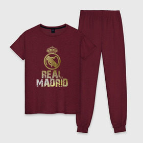 Женская пижама хлопок с принтом Real Madrid в городе Новоалтайск, 100% хлопок | брюки и футболка прямого кроя, без карманов, на брюках мягкая резинка на поясе и по низу штанин | real madrid | реал мадрид | спорт | футбол
