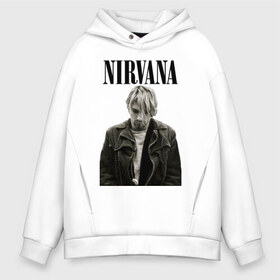 Мужское худи Oversize хлопок с принтом nirvana t-shirt в городе Новоалтайск, френч-терри — 70% хлопок, 30% полиэстер. Мягкий теплый начес внутри —100% хлопок | боковые карманы, эластичные манжеты и нижняя кромка, капюшон на магнитной кнопке | kurt cobain | nirvana | гранж | курт кобейн | нирвана