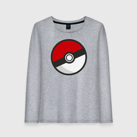 Женский лонгслив хлопок с принтом Pokeball в городе Новоалтайск, 100% хлопок |  | pokeball покебол покемон pokemon