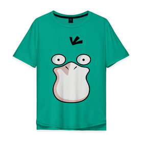 Мужская футболка хлопок Oversize с принтом Psyduck в городе Новоалтайск, 100% хлопок | свободный крой, круглый ворот, “спинка” длиннее передней части | psyduck pokemon покемон псайдак