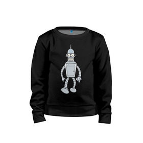 Детский свитшот хлопок с принтом BENDER (color) в городе Новоалтайск, 100% хлопок | круглый вырез горловины, эластичные манжеты, пояс и воротник | futurama | бендер | футурама