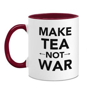 Кружка двухцветная с принтом Make Tea Not War в городе Новоалтайск, керамика | объем — 330 мл, диаметр — 80 мм. Цветная ручка и кайма сверху, в некоторых цветах — вся внутренняя часть | make love | make tea | not war | tea | чай