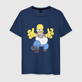 Мужская футболка хлопок с принтом Angry Homer в городе Новоалтайск, 100% хлопок | прямой крой, круглый вырез горловины, длина до линии бедер, слегка спущенное плечо. | Тематика изображения на принте: angry homer simpson симпсон злой гомер барт