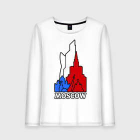 Женский лонгслив хлопок с принтом Москва. Россия в городе Новоалтайск, 100% хлопок |  | москва | патриот | русский