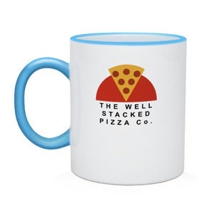 Кружка двухцветная с принтом The Well Stacked Pizza в городе Новоалтайск, керамика | объем — 330 мл, диаметр — 80 мм. Цветная ручка и кайма сверху, в некоторых цветах — вся внутренняя часть | grandtheftauto | lossantos | pizza | sanandreas | забегаловки в grand theft auto: san andreasgta