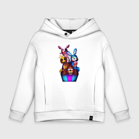 Детское худи Oversize хлопок с принтом Five Nights at Freddys 2 в городе Новоалтайск, френч-терри — 70% хлопок, 30% полиэстер. Мягкий теплый начес внутри —100% хлопок | боковые карманы, эластичные манжеты и нижняя кромка, капюшон на магнитной кнопке | Тематика изображения на принте: five nights at freddys 2 toy | fnaf | фнаф