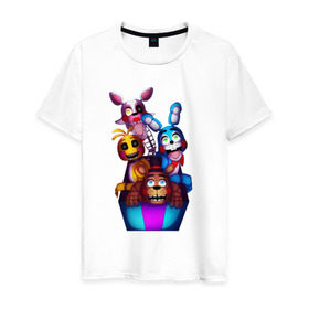 Мужская футболка хлопок с принтом Five Nights at Freddy`s 2 в городе Новоалтайск, 100% хлопок | прямой крой, круглый вырез горловины, длина до линии бедер, слегка спущенное плечо. | five nights at freddys 2 toy | fnaf | фнаф