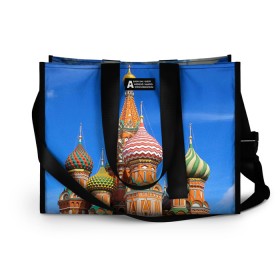Сумка-шоппер 3D с принтом Храм Василия Блаженного в городе Новоалтайск, 100% полиэстер | застегивается на металлическую кнопку; внутренний карман застегивается на молнию. Стенки укреплены специальным мягким материалом, чтобы защитить содержимое от несильных ударов
 | достопримечательности | москва | россия | русские | рф | столица | храм