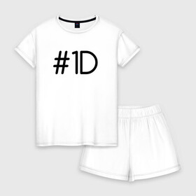 Женская пижама с шортиками хлопок с принтом One direction в городе Новоалтайск, 100% хлопок | футболка прямого кроя, шорты свободные с широкой мягкой резинкой | 1d | дирекшн