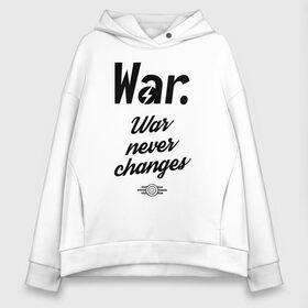 Женское худи Oversize хлопок с принтом Fallout - War never changes в городе Новоалтайск, френч-терри — 70% хлопок, 30% полиэстер. Мягкий теплый начес внутри —100% хлопок | боковые карманы, эластичные манжеты и нижняя кромка, капюшон на магнитной кнопке | fallout | vault | радиация | фаллоут | фолл | фоллаут