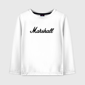 Детский лонгслив хлопок с принтом Marshall logo в городе Новоалтайск, 100% хлопок | круглый вырез горловины, полуприлегающий силуэт, длина до линии бедер | guitars | marshall | music | гитары | музыка