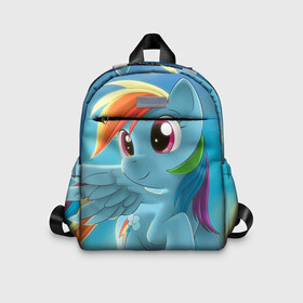 Детский рюкзак 3D с принтом My littlle pony в городе Новоалтайск, 100% полиэстер | лямки с регулируемой длиной, сверху петелька, чтобы рюкзак можно было повесить на вешалку. Основное отделение закрывается на молнию, как и внешний карман. Внутри дополнительный карман. По бокам два дополнительных кармашка | Тематика изображения на принте: littlle | littlle pony | pony | пони