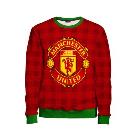 Детский свитшот 3D с принтом Manchester united в городе Новоалтайск, 100% полиэстер | свободная посадка, прямой крой, мягкая тканевая резинка на рукавах и понизу свитшота | Тематика изображения на принте: manchester united | манчестер юнайтед | спорт | фк | футбол