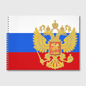 Альбом для рисования с принтом Флаг и герб РФ в городе Новоалтайск, 100% бумага
 | матовая бумага, плотность 200 мг. | герб | патриот | россия | рф | флаг