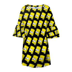 Детское платье 3D с принтом Барт Симпсон в городе Новоалтайск, 100% полиэстер | прямой силуэт, чуть расширенный к низу. Круглая горловина, на рукавах — воланы | bart | bart simpson | pattern | simpsons | the simpsons | барт | барт симпсон | голова | голова барта | головы | головы барта | мультик | мультики | мультфильм | мультфильмы | паттерн | симпсоны