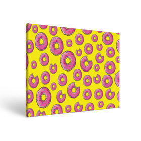 Холст прямоугольный с принтом Пончики в городе Новоалтайск, 100% ПВХ |  | donut | simpsons | паттерн | пончик