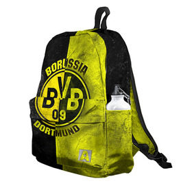 Рюкзак 3D с принтом BVB в городе Новоалтайск, 100% полиэстер | лямки с регулируемой длиной, сверху петелька, чтобы рюкзак можно было повесить на вешалку. Основное отделение закрывается на молнию, как и внешний карман. Внутри два дополнительных кармана, один из которых закрывается на молнию. По бокам два дополнительных кармашка | bvb | спорт | фк | футбол