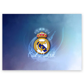 Поздравительная открытка с принтом Real Madrid в городе Новоалтайск, 100% бумага | плотность бумаги 280 г/м2, матовая, на обратной стороне линовка и место для марки
 | real madrid | реал мадрид | спорт | футбол