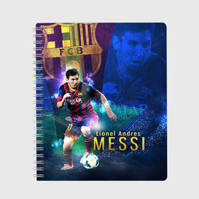 Тетрадь с принтом Messi в городе Новоалтайск, 100% бумага | 48 листов, плотность листов — 60 г/м2, плотность картонной обложки — 250 г/м2. Листы скреплены сбоку удобной пружинной спиралью. Уголки страниц и обложки скругленные. Цвет линий — светло-серый
 | месси