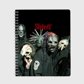 Тетрадь с принтом Slipknot в городе Новоалтайск, 100% бумага | 48 листов, плотность листов — 60 г/м2, плотность картонной обложки — 250 г/м2. Листы скреплены сбоку удобной пружинной спиралью. Уголки страниц и обложки скругленные. Цвет линий — светло-серый
 | deth | rock | slipknot | маска | мрак | рок | слипнот