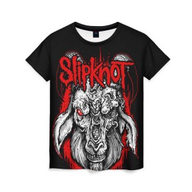 Женская футболка 3D с принтом Slipknot в городе Новоалтайск, 100% полиэфир ( синтетическое хлопкоподобное полотно) | прямой крой, круглый вырез горловины, длина до линии бедер | deth | rock | slipknot | маска | мрак | рок | слипнот | череп